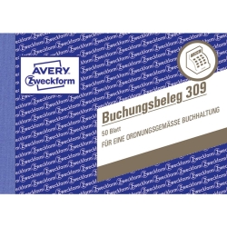 309 Buchungsbeleg, DIN A6 quer, mikroperforiert, 50...