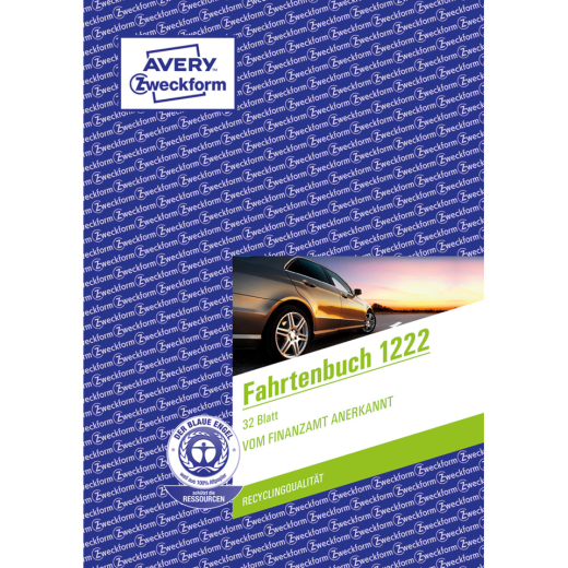 1222 Fahrtenbuch - A5, steuerlicher km-Nachweis, 32 Blatt, weiß