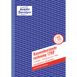 1758 Kassenbestandsrechnung, DIN A5,...