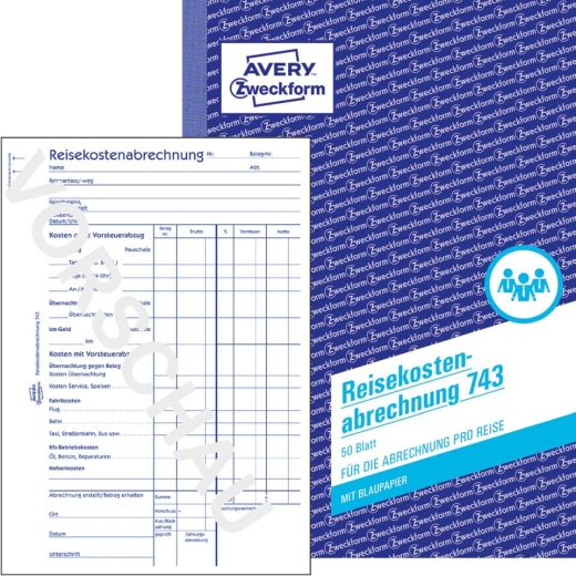 743 Reisekostenabrechnung, DIN A5, für Abrechnung pro Reise, 50 Blatt, weiß