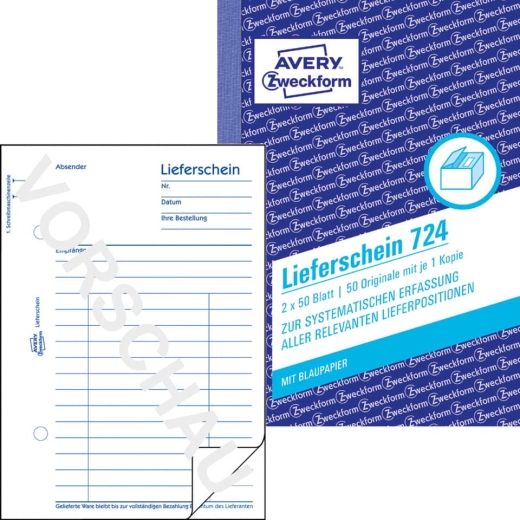 724 Lieferschein, DIN A6, vorgelocht, 2 x 50 Blatt, weiß