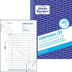 724 Lieferschein, DIN A6, vorgelocht, 2 x 50 Blatt,...