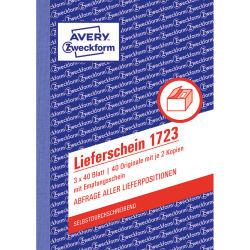 1723 Lieferscheine mit Empfangsschein, DIN A6, mit...