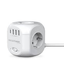 RealPower Steckdosenwürfel PowerBox 431 + 3xUSB-A /...