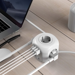 RealPower Steckdosenwürfel PowerBox 431 + 3xUSB-A / 1xUSB-C
