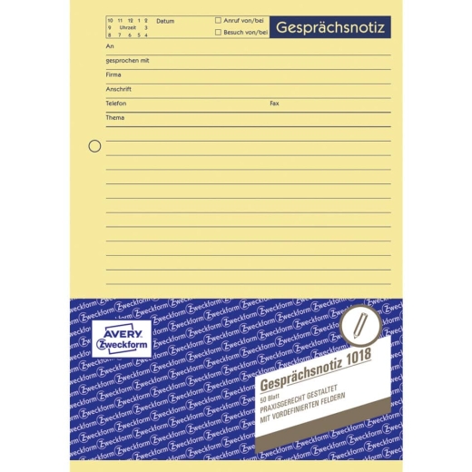 1018 Gesprächsnotiz, DIN A5, vorgelocht, 50 Blatt, gelb