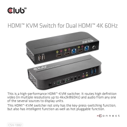 Club3D KVM Switch 4K60Hz 2x HDMI > HDMI/2xUSB/Audio...