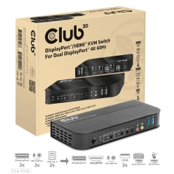Club3D KVM Switch 4K60Hz 2x DP > HDMI oder DP/2xUSB/Audio
