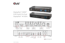 Club3D KVM Switch 4K60Hz 2x DP > HDMI oder DP/2xUSB/Audio