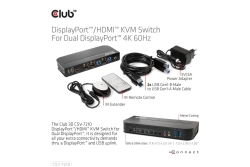 Club3D KVM Switch 4K60Hz 2x DP > HDMI oder DP/2xUSB/Audio