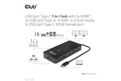 Club3D USB-C 7in1-HUB >2xHDMI/2xUSB/USB-C/LAN 4K60Hz PD100W retail