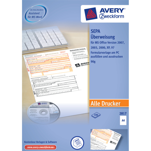 2817 Sepa-Überweisung - A4 inkl Software 100 Blatt