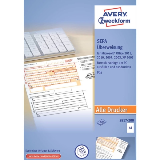 2817-200 Sepa-Überweisung - A4 ohne Software 200 Blatt