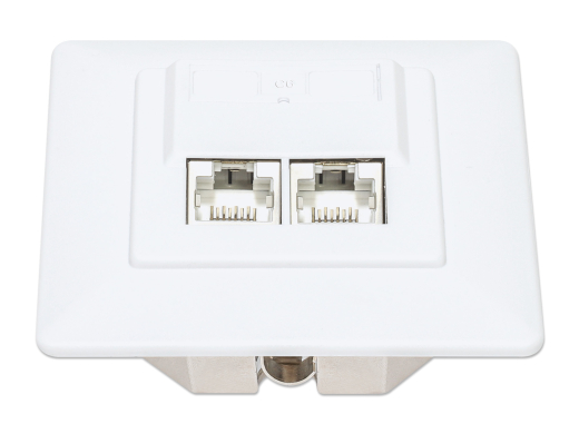 INTELLINET 2-Port Cat6 10G RJ45-Unterputzdose STP weiß