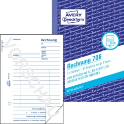 706 Rechnung, DIN A6, vorgelocht, 2 x 50 Blatt, weiß