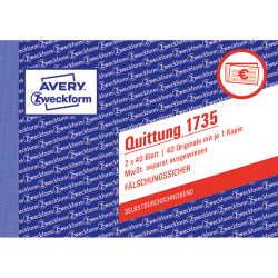 1735 Quittung MwSt. separat ausgewiesen, DIN A6 quer,...