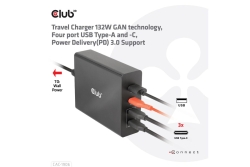 Club3D Ladegerät 3xUSB Typ C, 1xUSB Typ A, PD 132W, GaN retail