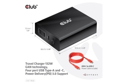 Club3D Ladegerät 3xUSB Typ C, 1xUSB Typ A, PD 132W, GaN retail