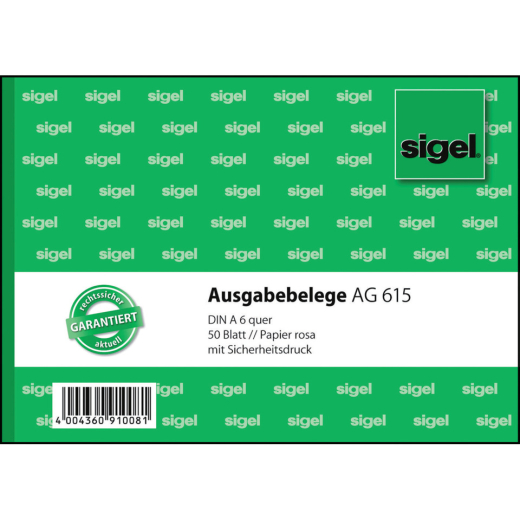 Ausgabebelege - A6 quer, Papier rosa, mit Sicherheitsdruck, 50 Blatt