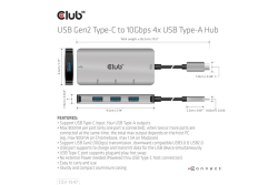 Club3D USB-Hub USB 3.1 Typ C > 4x USB 3.1 Typ A 10Gbps retail