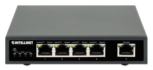 INTELLINET 5-Port Gigabit PoE+ Switch 62W
