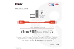 Club3D Kabel USB 2 Typ C PD 240W / 480Mb 2m St/St retail