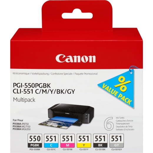 Patrone Canon PGI-550 / CLI-551 6er Pack black + color