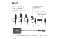 Club3D Adapter USB Typ C/A > HDMI / VGA St/Bu retail