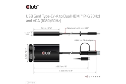 Club3D Adapter USB Typ C/A > HDMI / VGA St/Bu retail
