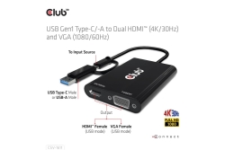Club3D Adapter USB Typ C/A > HDMI / VGA St/Bu retail