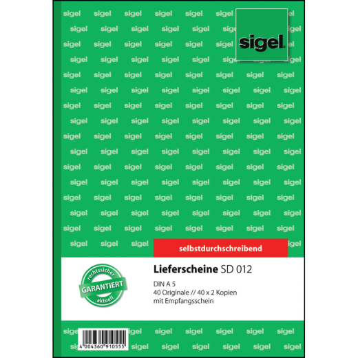 Lieferscheine mit Empfangsschein - A5, 1., 2. und 3. Blatt bedruckt, SD, MP, 3 x 40 Blatt