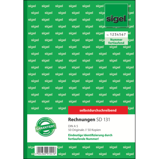 Rechnungen mit fortlfd. Nummerierung - A5, 1. u. 2. Blatt bedruckt, SD, MP, 2 x 50 Blatt