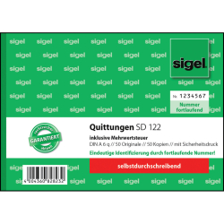Quittung inkl. MwSt. mit Sicherheitsdruck - A6 quer, SD,...