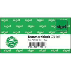 Nummernblock - 1-100, 5 farbig sortiert, 105x50 mm, 100...
