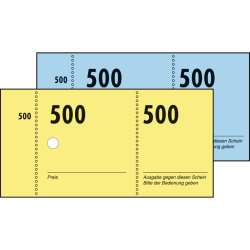 Garderobe-Nummernblock - nummeriert 1-500, 105 x 50 mm, 5...