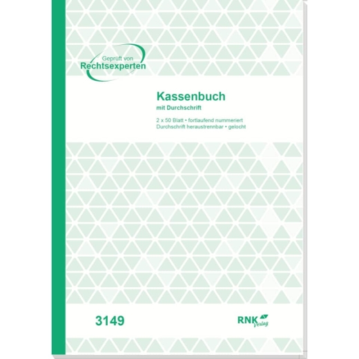 Kassenbuch ohne Umsatzsteuer, 2x50 Bl., DIN A4, Durchschreibepapier, nummeriert