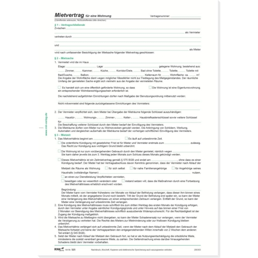Mietverträge für Wohnungen - ausführliche Fassung, 6 Seiten, DIN A4