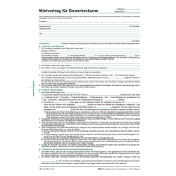 Mietvertrag für Gewerberäume, 6 Seiten, gefalzt...