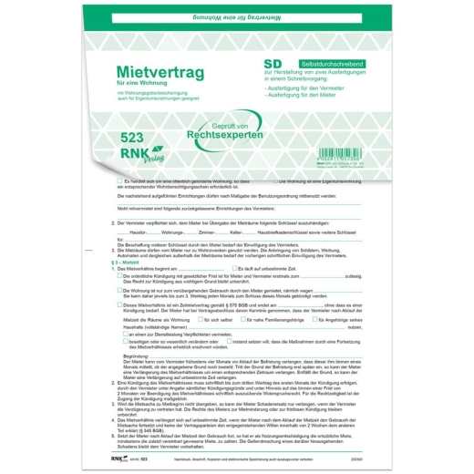 Universal-Mietvertrag für Wohnungen - SD, 3 x 2 Blatt, DIN A4, 10 Stück