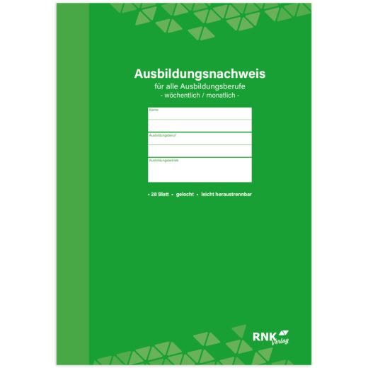 Ausbildungsnachweis-Block wöchentlich/monatlich, alle Berufe, 28 Blatt, DIN A4