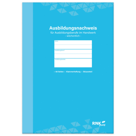 Ausbildungsnachweis-Heft Handwerk mit Skizzenteil wöchentlich, 60 Seiten, DIN A4