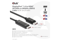 Club3D Kabel DisplayPort 1.4 > HDMI HDR 8K60Hz aktiv 3m retail