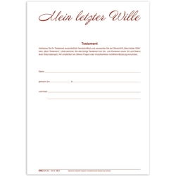 Testament Brief mit Anweisungen und Vollmacht für...