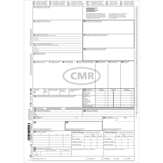 Internationaler Frachtbrief (CMR) - SD, 1 x 4 Blatt, DIN A4