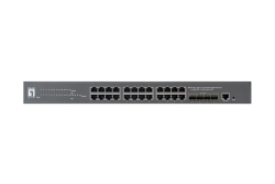 LevelOne PoE+Switch 24xGE PoE/4x10GSFP+ 400W 19 Managed L3