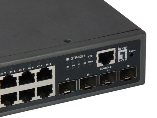 LevelOne PoE+Switch 48xGE PoE/4x10GSFP 400W 19 Managed L3