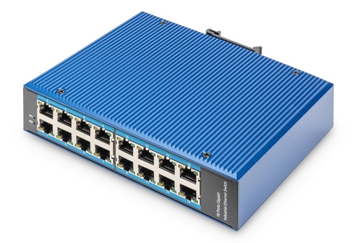 DIGITUS Switch Ind. 16-Port Gigabit Unmanaged blau