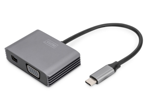 DIGITUS Adapter USB-C St. -> VGA Bu./MiniDP Bu. 4K/30Hz 20cm