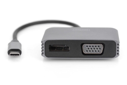 DIGITUS Adapter USB-C St. -> VGA Bu. / DP Bu. 4K/30Hz 20cm
