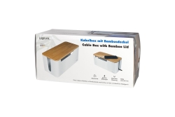 Logilink Kabelbox weiß mit Bambus-Deckel 320x140x130mm